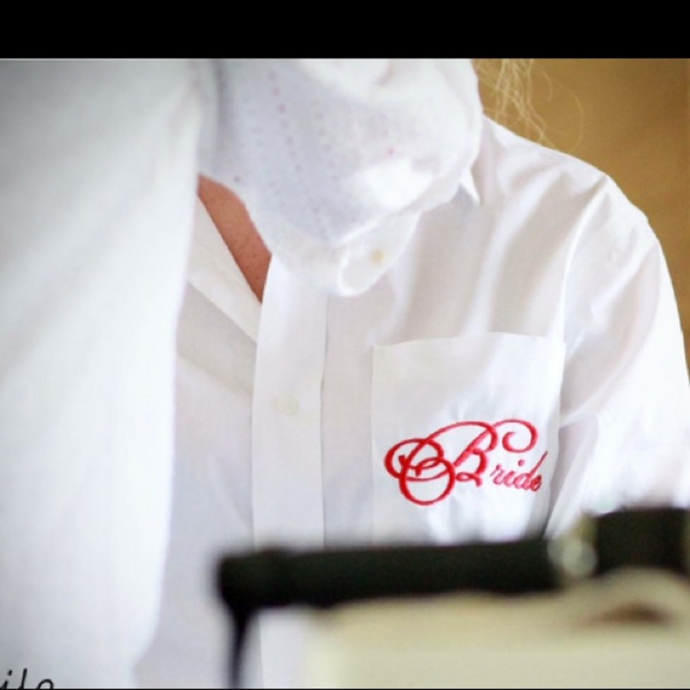Embroidered Bride Button up Shirt